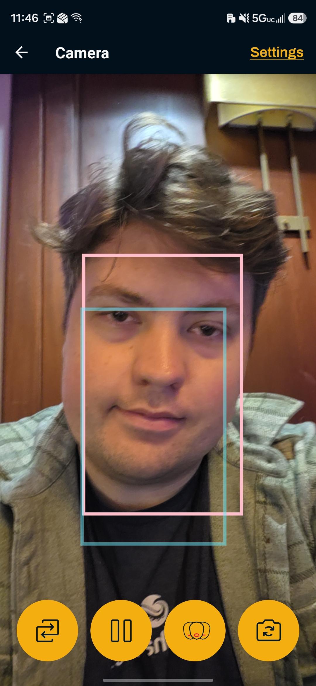 The camera controls screen in the Cephable mobile app