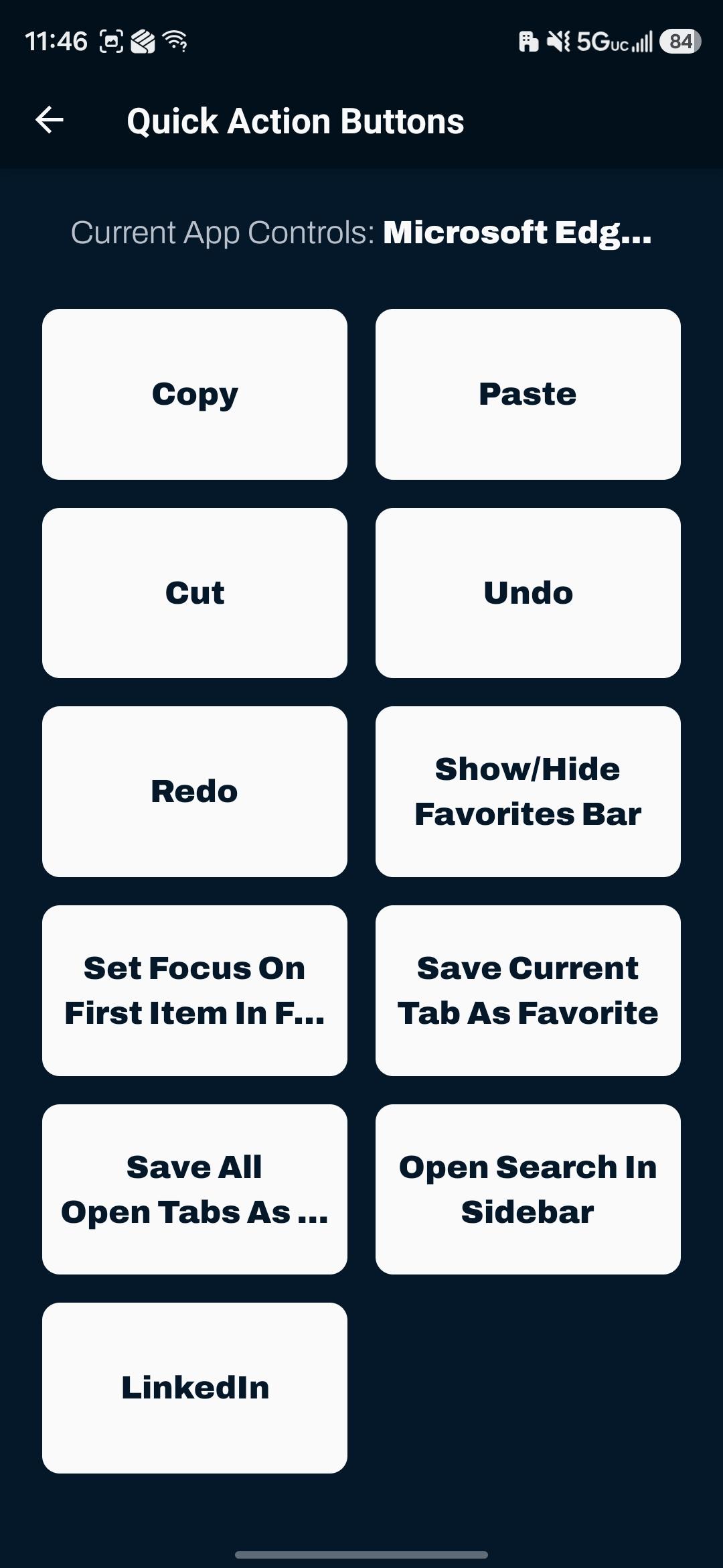 Quick action buttons in the Cephable mobile app